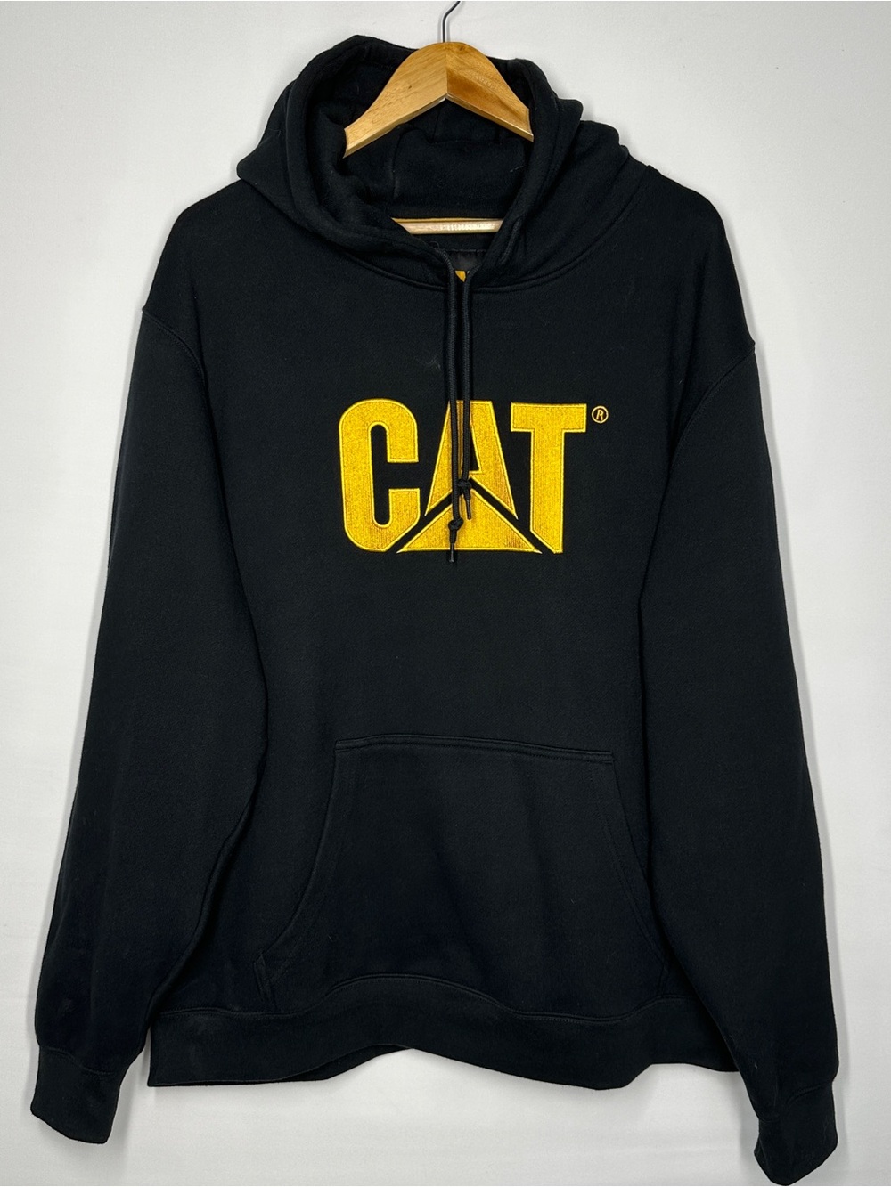 Caterpillar Black Hoodie with Yellow CAT Logo